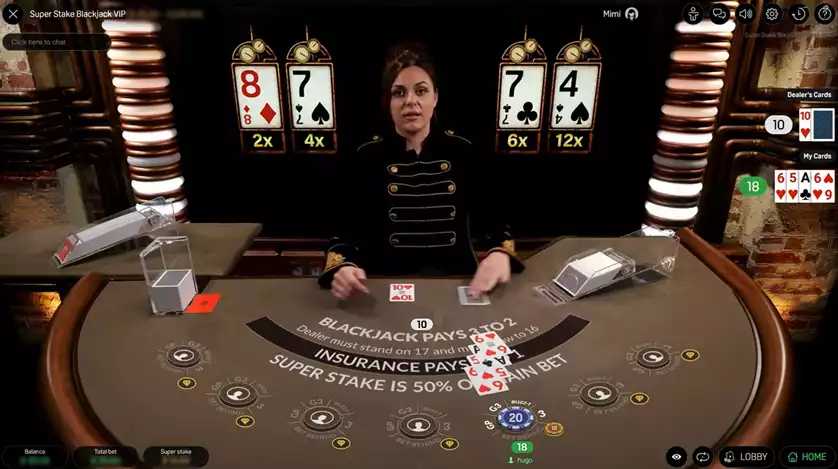 live dealer in super stake blackjack vip game