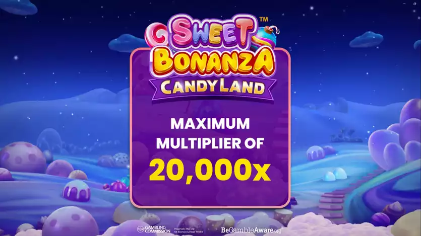 sweet bonanza candyland game screen with max multiplier shown
