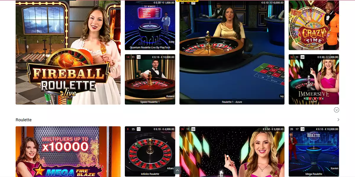 variety of live casino games