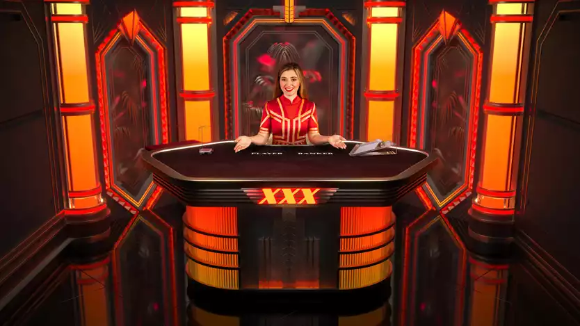 xxxtreme lightning baccarat game screen with female host