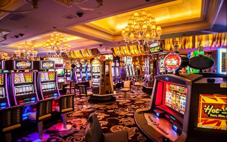 Interior of a casino in Nevada with multiple slot sites