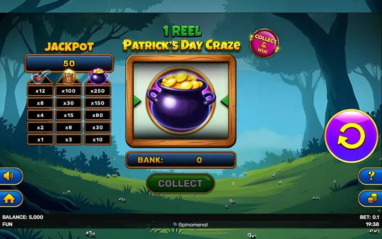 1 Reel - Patrick's Day Craze Tower - RTP and Wagering