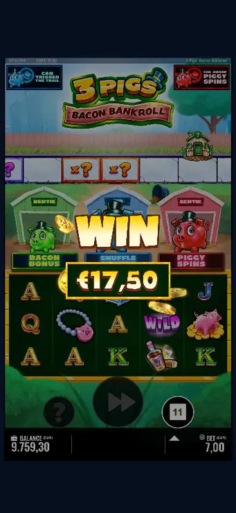 3 Pigs Bacon Bankroll - Mobile Win