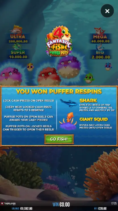 4 Fantastic Fish Puffer Pots - Mobile Bonus Game
