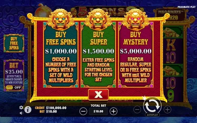 5 Lions Megaways 2 - Bonus Buy Feature