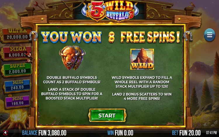 5 Wild Buffalo 3 - Free Spins