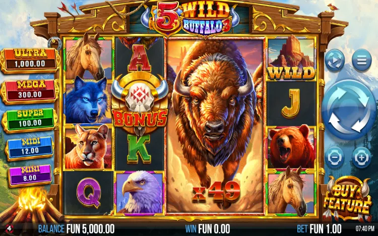 5 Wild Buffalo 3 - RTP and Wagering
