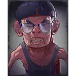 Angry man wearing glasses (grey background)