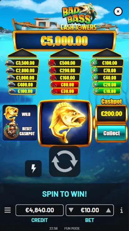 Bad Bass Cash Towers Mobile Features - Bonus Game