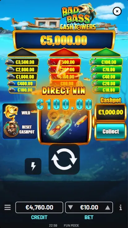 Bad Bass Cash Towers Mobile Features - Simple Win