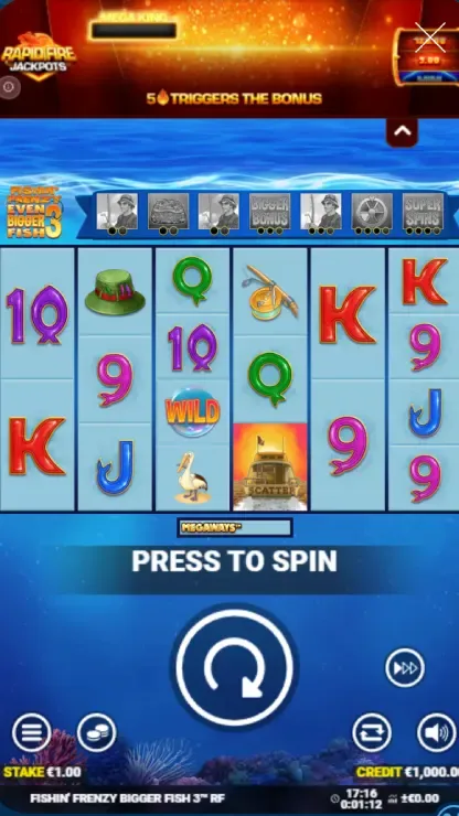 Fishin’ Frenzy Even Bigger Fish 3 Megaways Rapid Fire - Mobile Basegame