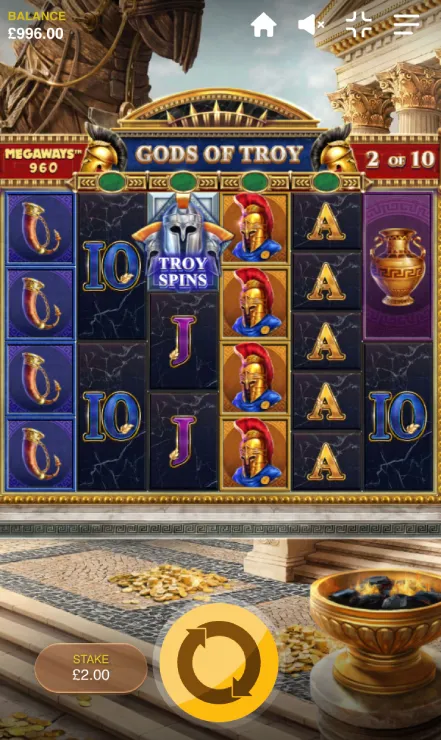 Gods of Troy Megaways Mobile Features - Base Game