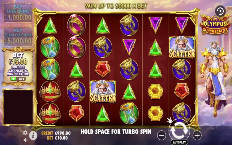 Gates of Olympus Super Scatter Mobile Features - Base Game