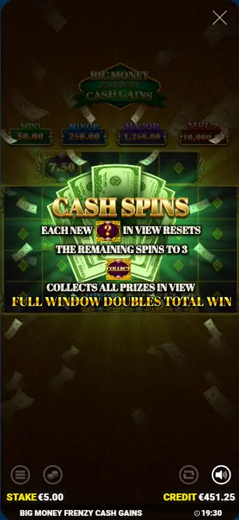 Big Money Frenzy Cash Gains - Mobile Bonus