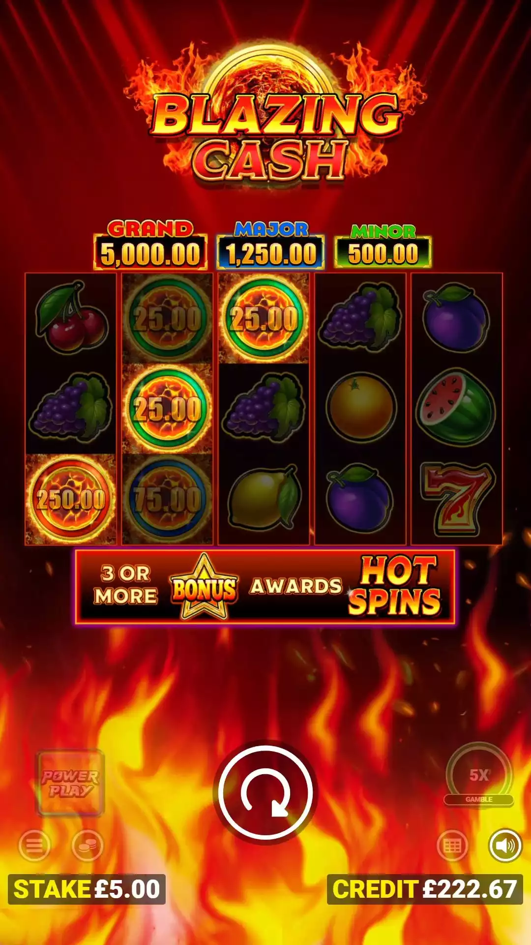 Blazing Cash Mobile Features - Base Game