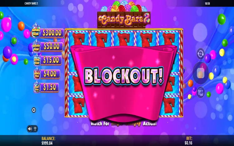 Candy Bars 2 - Blockout Pays Feature