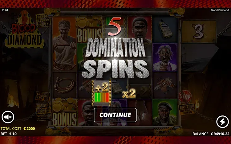 Blood Diamond Bonus Features - Domination Spins