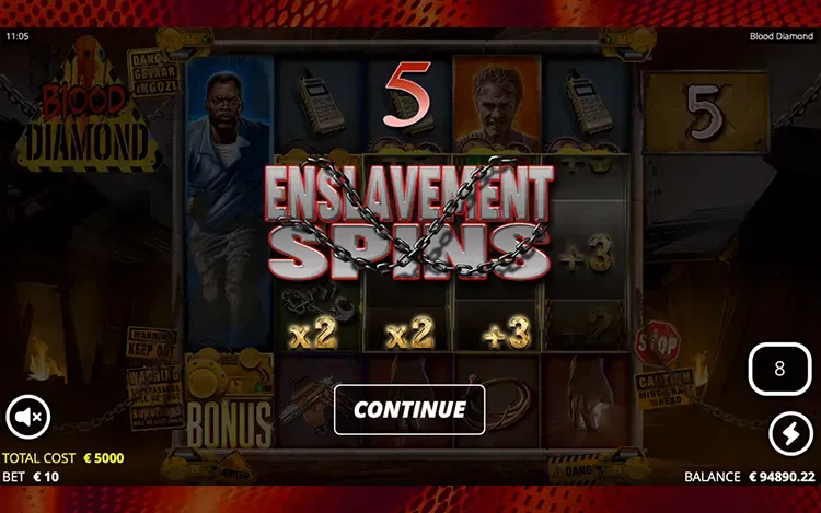 Blood Diamond Bonus Features - Enslavement Spins