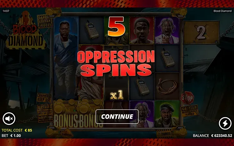 Blood Diamond Bonus Features - Oppression Spins