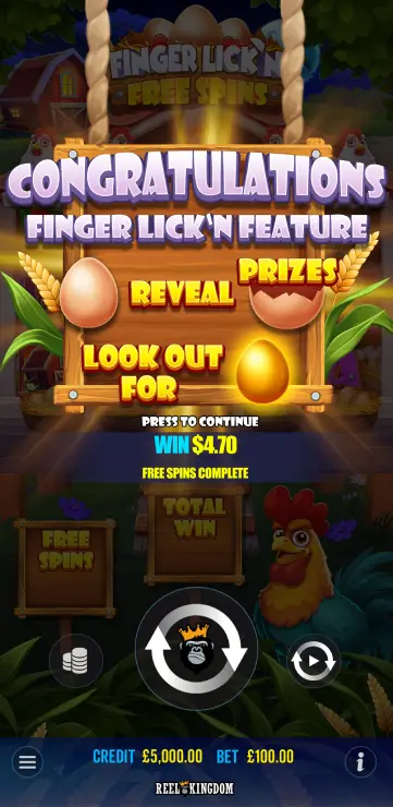 Finger Lick’n Free Spins - Mobile Bonus