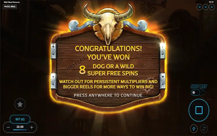 Wild Woof Returns - Mobile Bonus