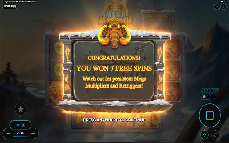 Mega Mammoth Multiplier Mayhem - Mobile Bonus