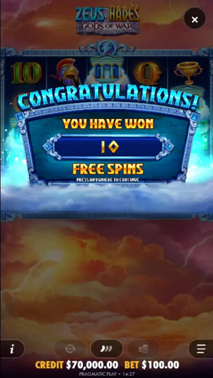 Zeus vs Hades Gods of War - Mobile Bonus