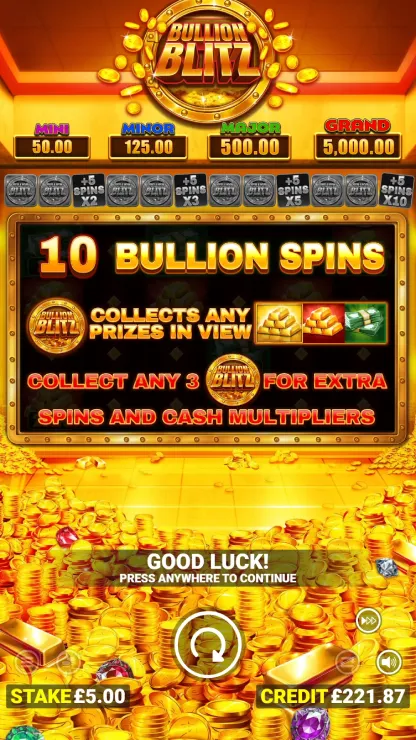 Bullion Blitz PowerPlay Mobile Features - Bonus Game