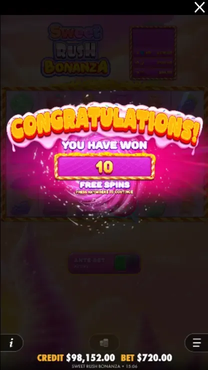 Sweet Rush Bonanza - Mobile Bonus