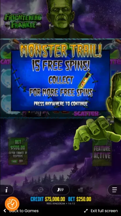 Frightening Frankie - Mobile Bonus