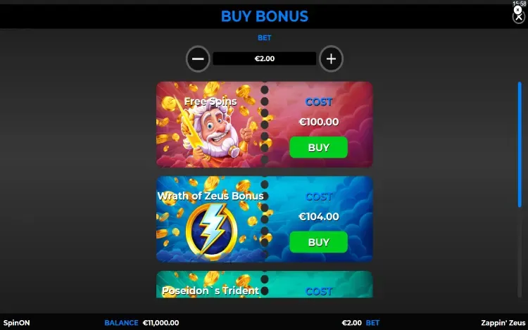 Zappin’ Zeus TopHit - Bonus Buy Feature