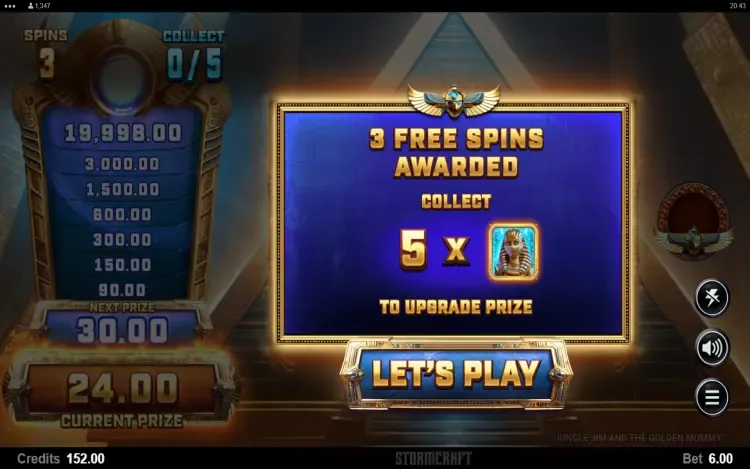 Jungle Jim and the Golden Mummy - Bonus Spins & Bonus Levels Feature