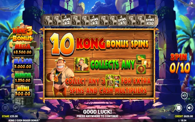 Kong 3 Even Bigger Bonus - Bonus Spins Feature
