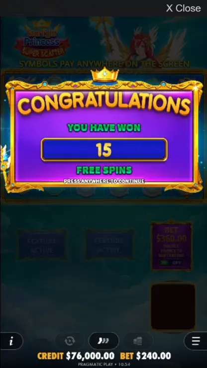 Starlight Princess Super Scatter - Mobile Bonus