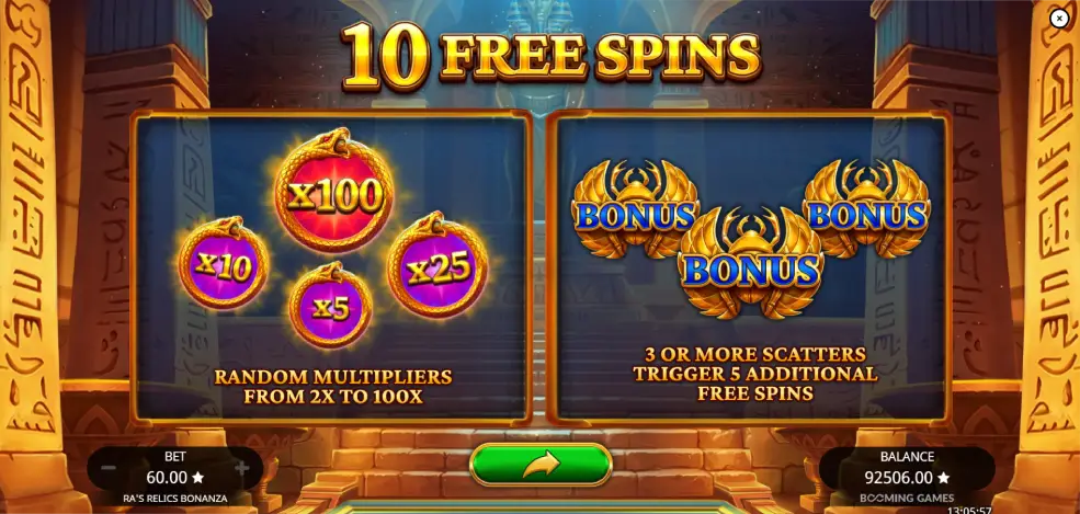 Ra's Relics Bonanza - Mobile Bonus