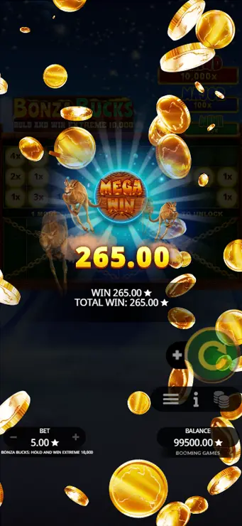 Bonza Bucks Hold and Win Extreme 10,000 - Mobile Win