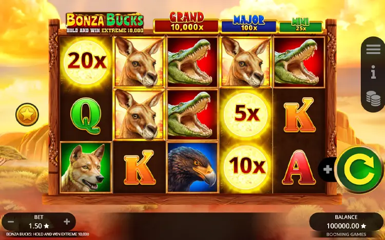 Bonza Bucks Hold and Win Extreme 10,000 - RTP and Wagering