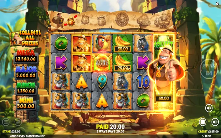 Kong 3 Even Bigger Bonus - Cash Collect Feature