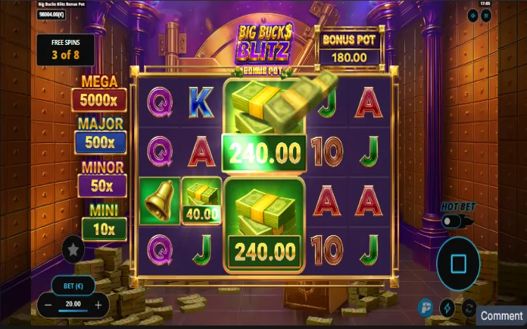Big Bucks Blitz Bonus Pot - Cash Collection Feature