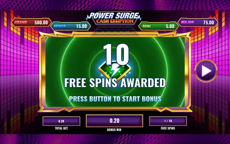 Cash Eruption Power Surge - Free Spins Bonus