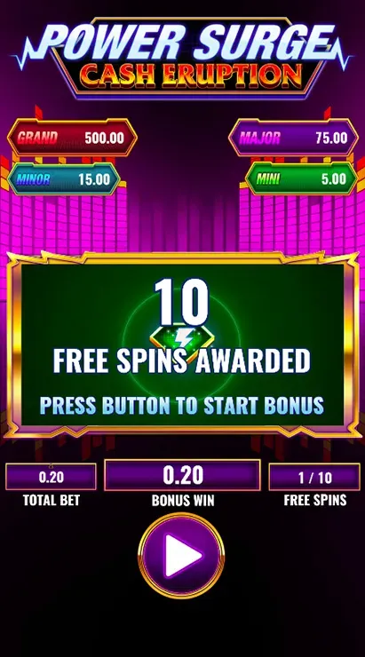 Cash Eruption Power Surge - Mobile Bonus Game
