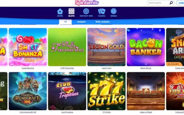 Screenshot of Spin Genie slot page