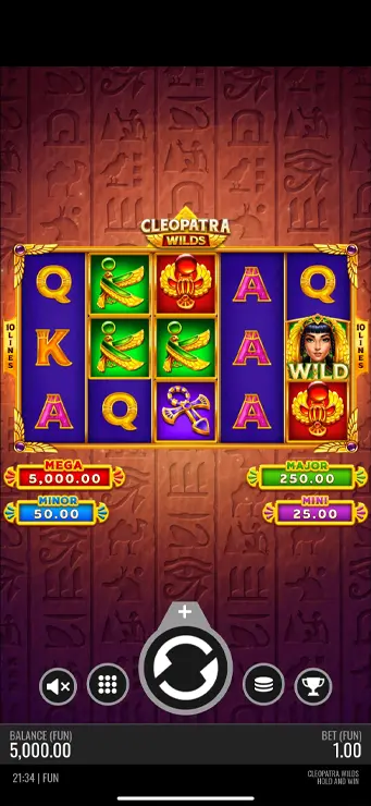 Cleopatra Wilds Hold and Win Base Game