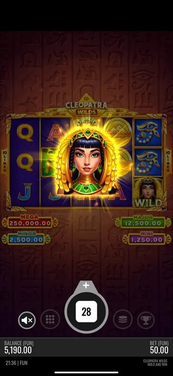Cleopatra Wilds Hold and Win Mobile Bonus