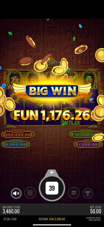 Cleopatra Wilds Hold and Win Mobile Win