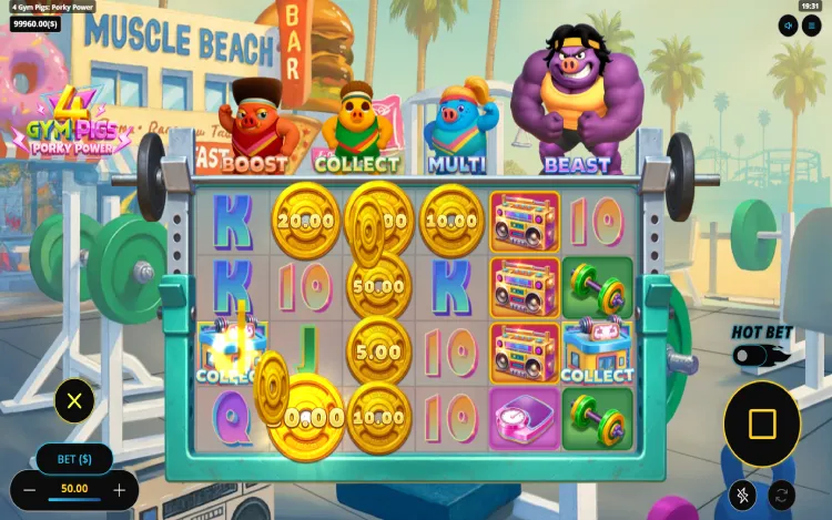 4 Gym Pigs - Porky Power - Coin Collect Feature