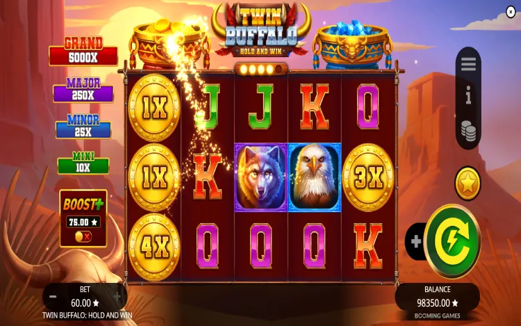 Twin Buffalo Hold and Win - Coin Collection Feature