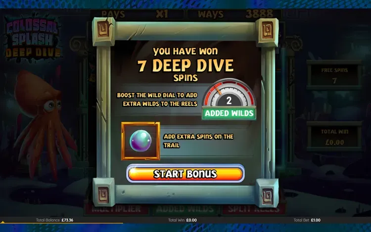 Colossal Splash Deep Dive Bonus Features - Deep Dive Free Spins