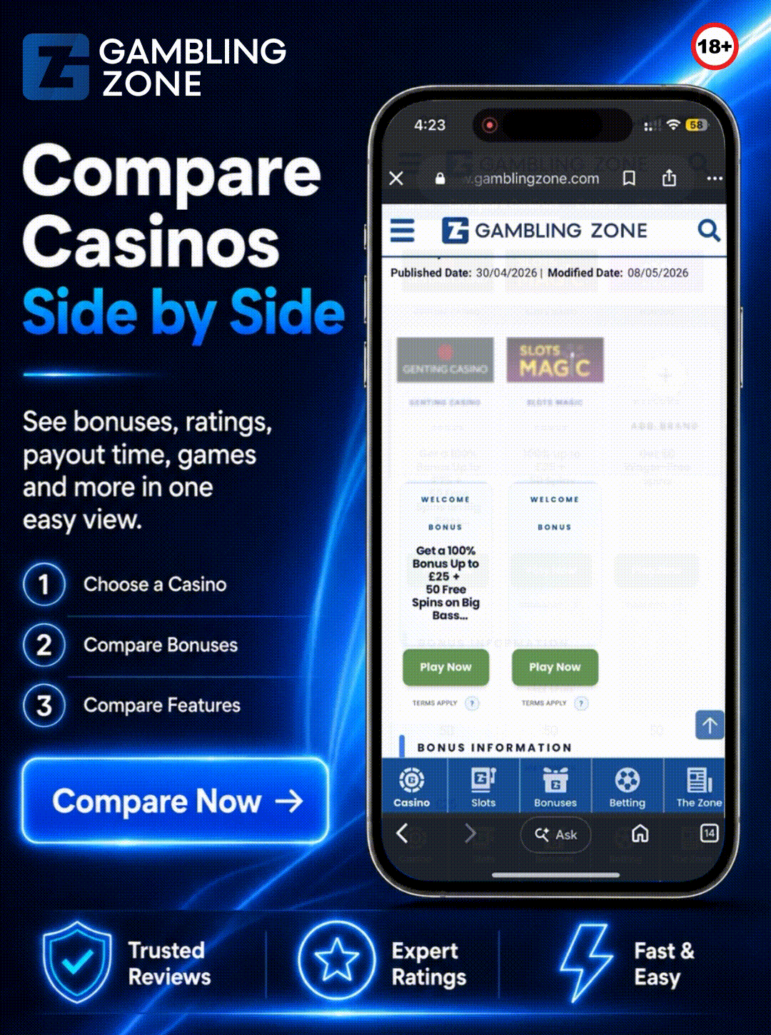 Compare UK Online Casinos Side by Side (Mobile)