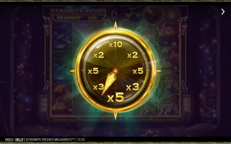 Dynamite Riches Megaways - Compass Multiplier Feature